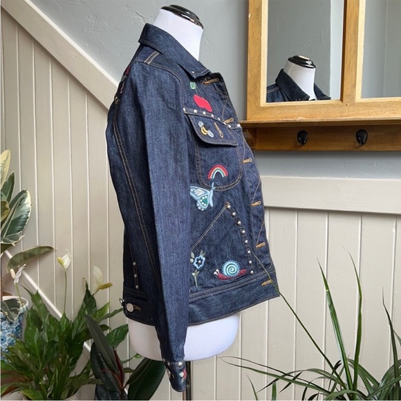 Coach Embroidered Denim Jean Jacket in Multi - Picture 6 of 16